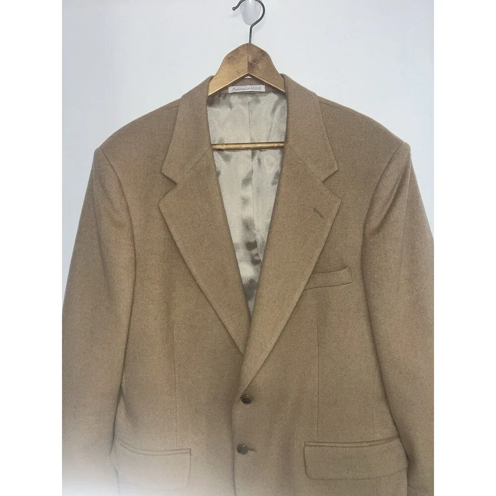 Club Room Mens 100% Camel Hair Blazer 42R Sport Coat Old Money Tan Quiet Luxury